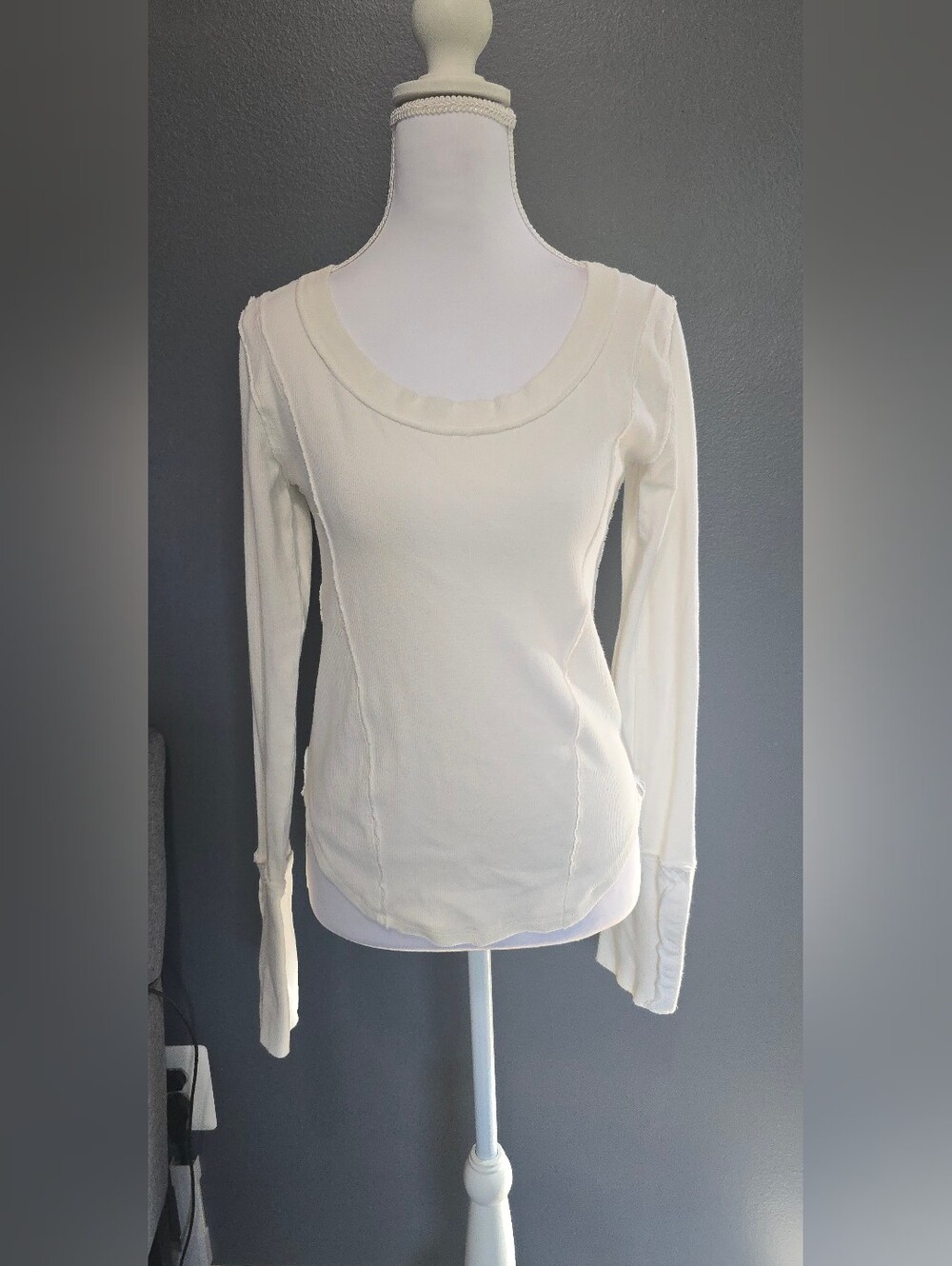We The Free Cream Scoop Neck Long Sleeve Top